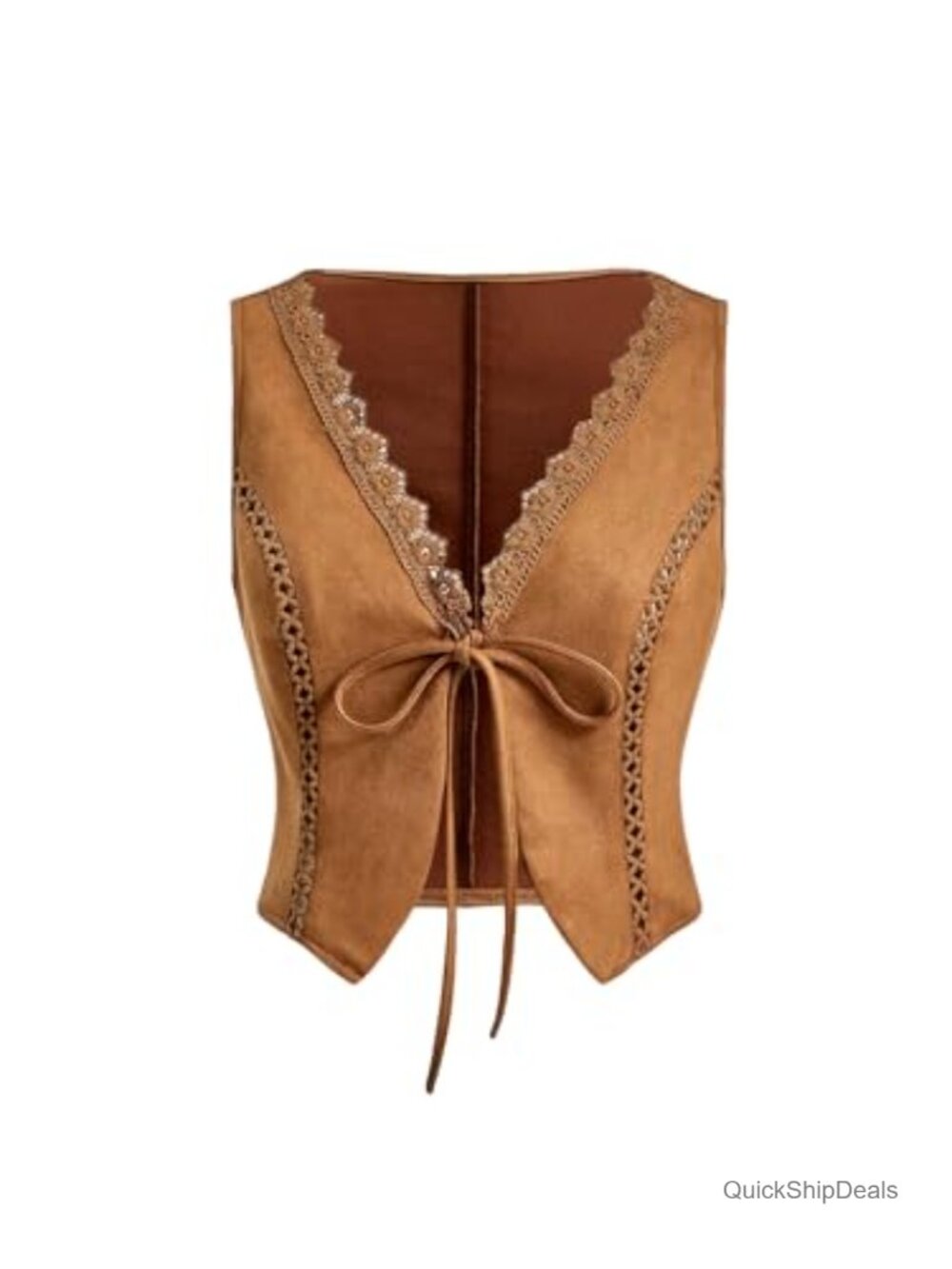Embroidery Cowgirl Vest Tie Front Waistcoat Vest Jacket
